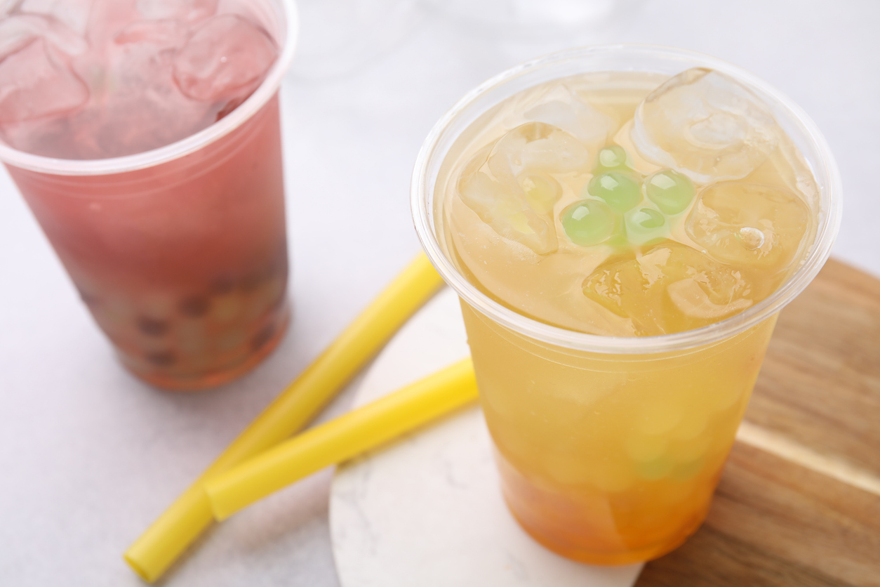 Boba Iced Tea with Fruit Flavors - Vietnamese Beverage at Tu Do Deli Lake Worth Beach FL