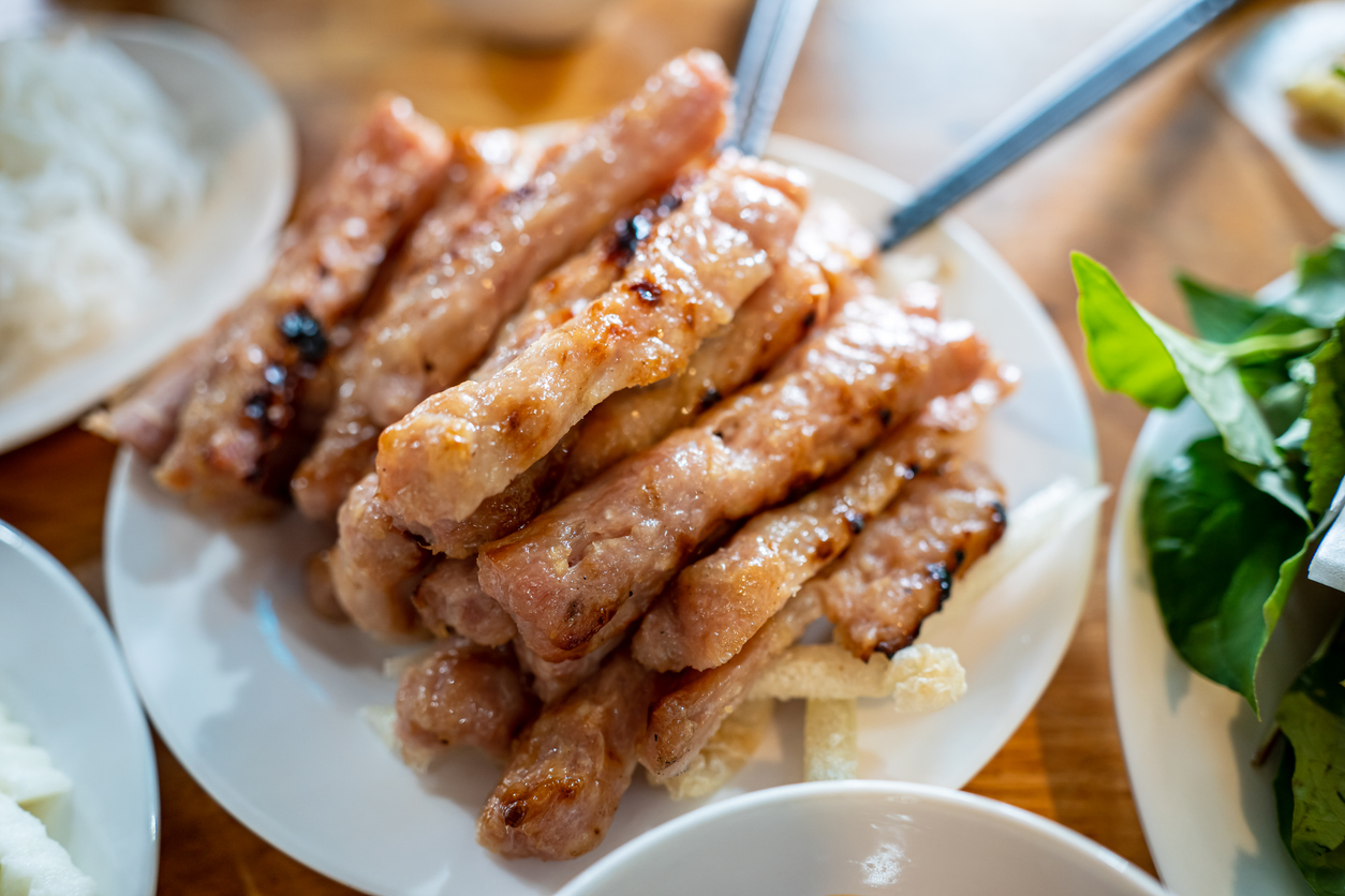 Combination Broken Rice with Grilled Pork and Egg Patty - Vietnamese Rice Plate at Tu Do Deli Lake Worth Beach FL