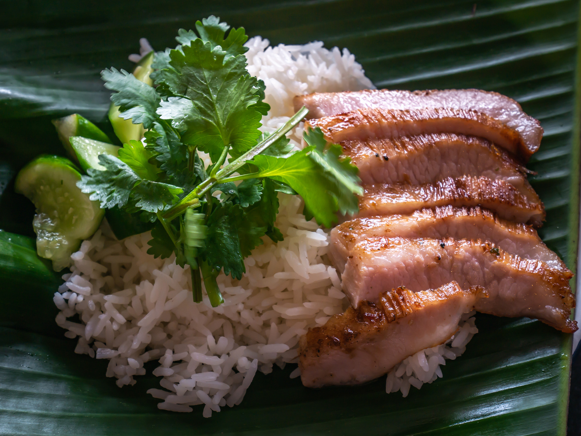 Grilled Pork over Steamed Rice - Vietnamese Rice Dish at Tu Do Deli Lake Worth Beach FL