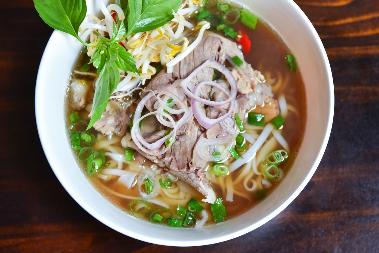 House Special Pho with Rare Steak Brisket Tendon and Meatballs - Vietnamese Pho at Tu Do Deli Lake Worth Beach FL