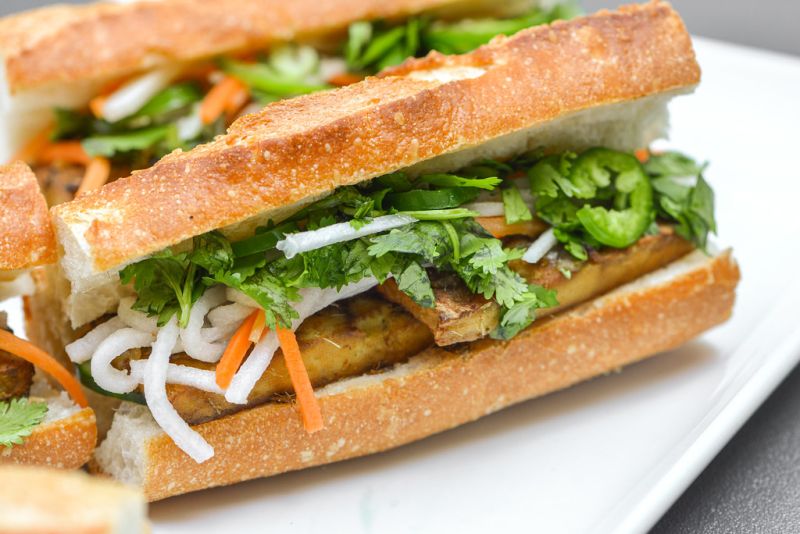 Tofu Lemongrass Banh Mi Sandwich with Peanuts - Vietnamese Sandwich at Tu Do Deli Lake Worth Beach FL
